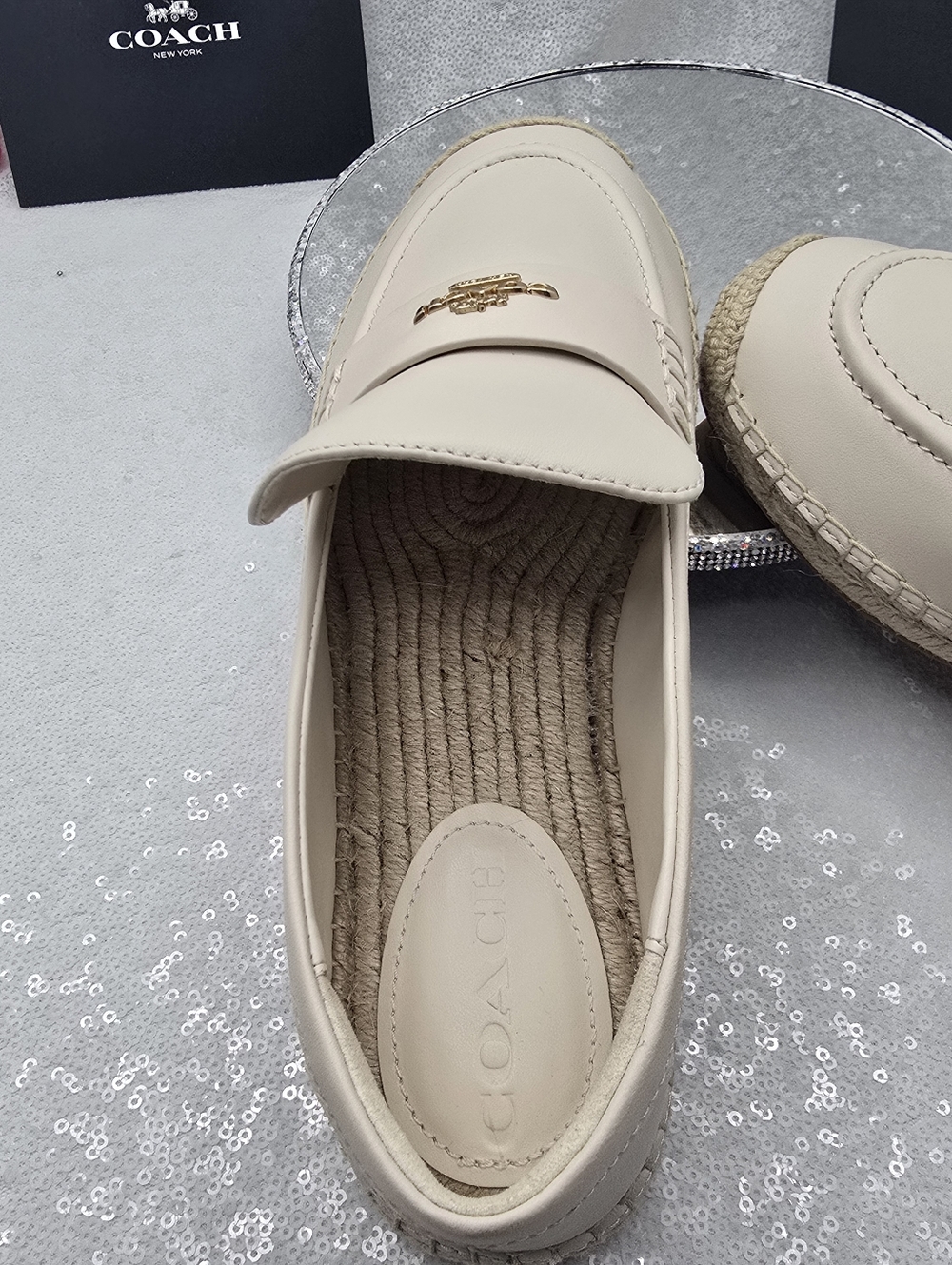 Coach Leather Loafer Espadrille Slip-on Women's 8.5 - Picture 8 of 10